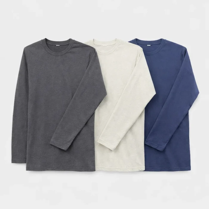 Long Sleeve Crew Neck T-Shirts – Pack of 3